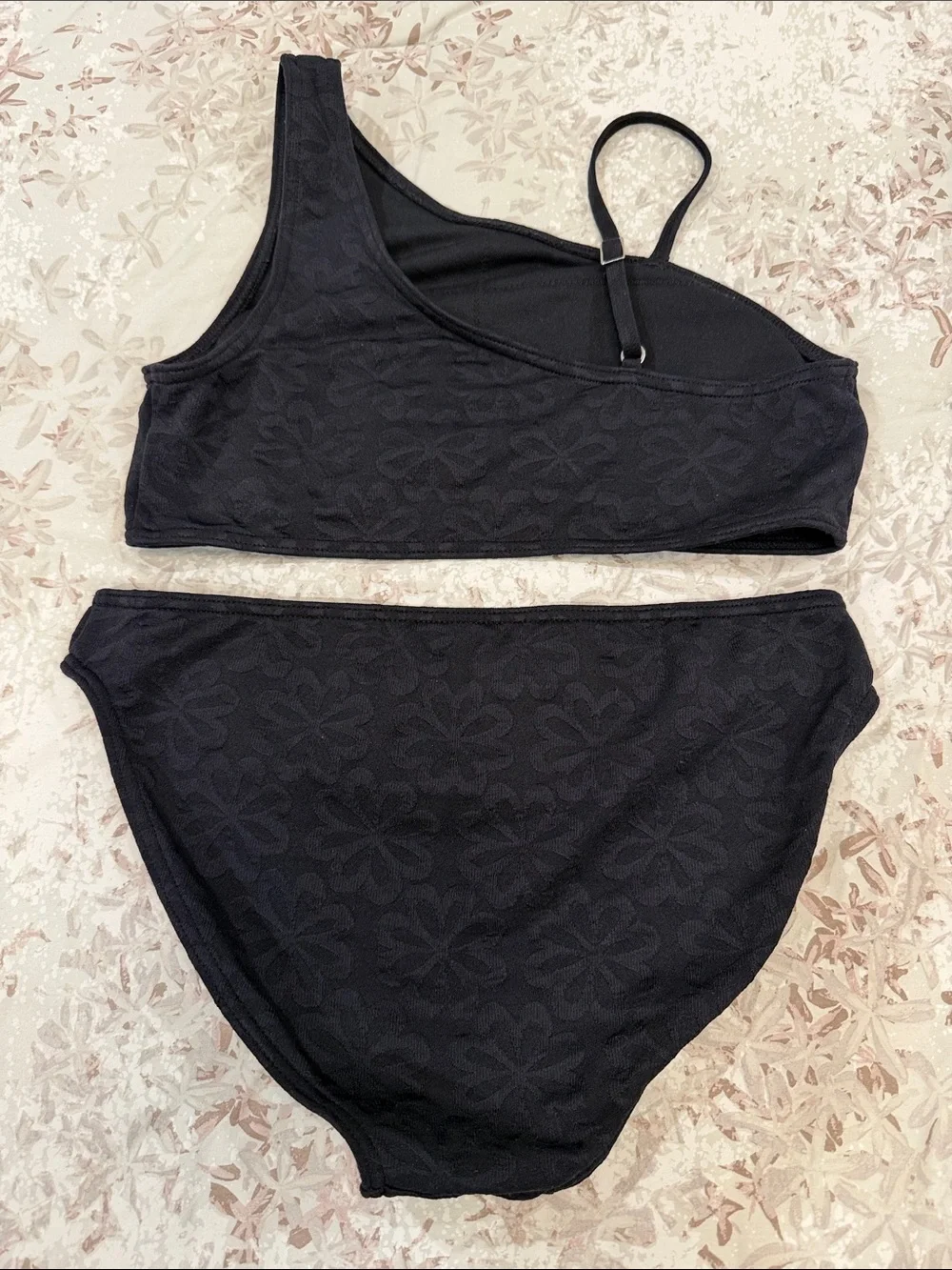 abercrombie kids Black One-Shoulder Floral Bikini Set